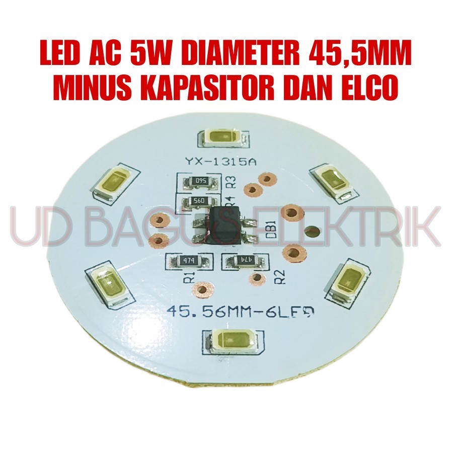 10X PCB LED AC 5W DIAMETER 45,5MM MINUS KAPASITOR DAN ELCO - DAPAT 10PCS