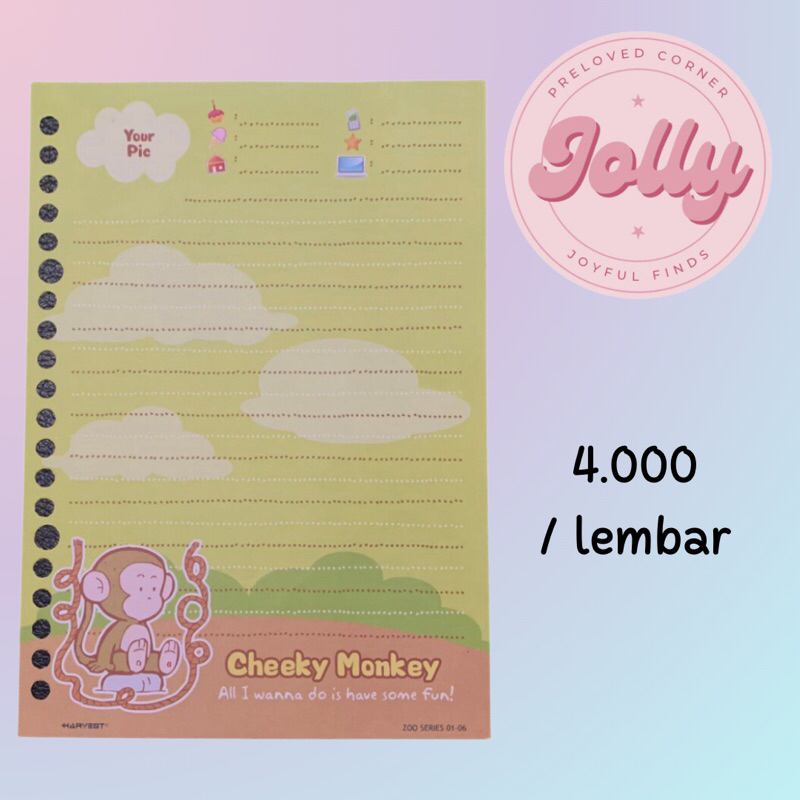 

Isi Binder / Loose Leaf Harvest A5 - Edisi Zoo series no 01-06 ( Monkey / Monyet )