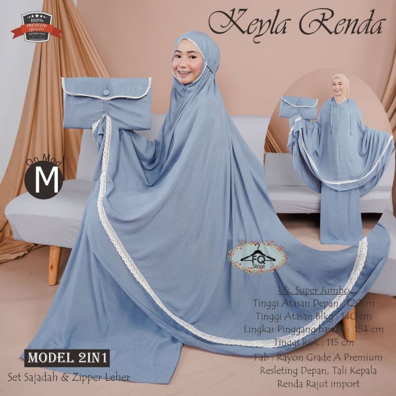 MUKENA DEWASA ZIPPER FREE TAS SAJADAH TRAVELING / Mukena Rayon  Renda Polos