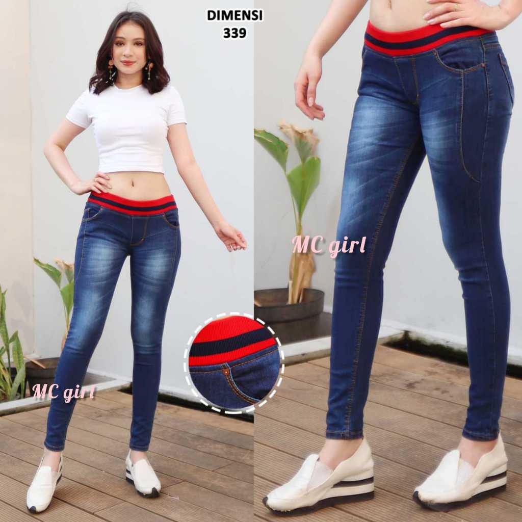Celana Jeans Pinggang Karet Wanita / Celana Jins Pinggang Karet / Celana Jeans Polos / Celana Skinny