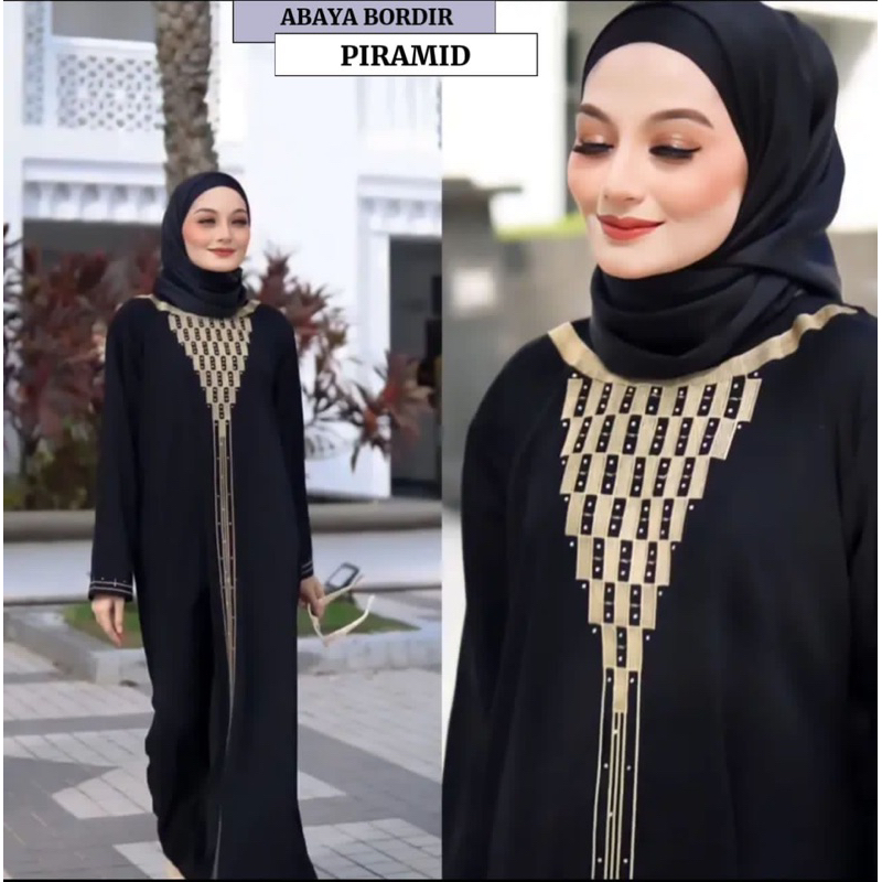 Abaya Bordir Hitam Gamis Polos turkey arab baju dress syar i umroh basic simpel