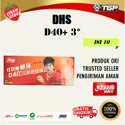 Bola Pingpong 3 Bintang DHS Ball Putih Kuning D40+ Ori China Murah - Isi 10