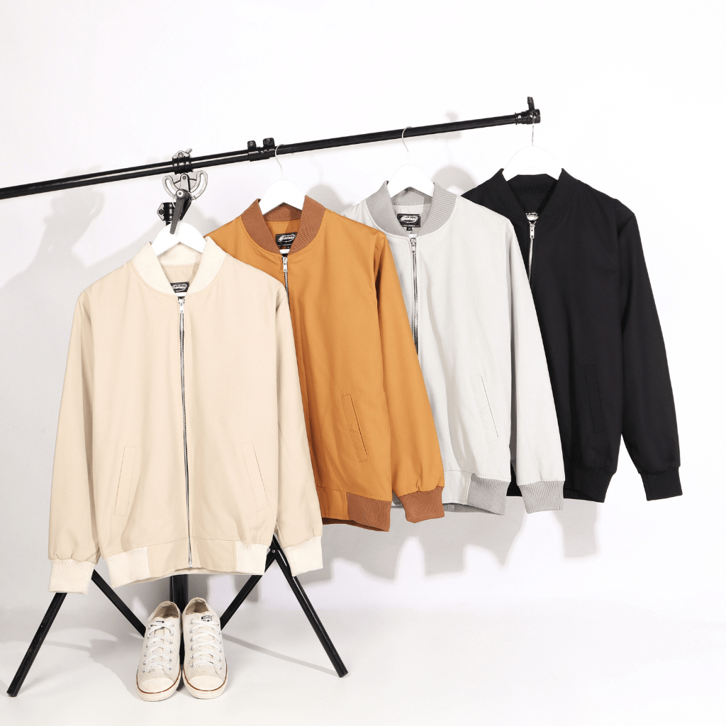 Brofash Jaket Bomber Katun Kanvas Pria Cowok Dewasa Polos