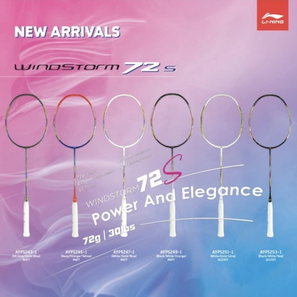 Lining Windstorm 72 S / Windstorm 72S Raket Badminton Original 1PC