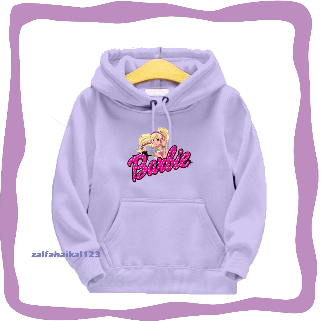 Jaket Anak Perempuan Umur 2-12 Tahun/Jaket Sweater Hoodie BARBIE Anak Keren Lucu/Baju Switer Barbie