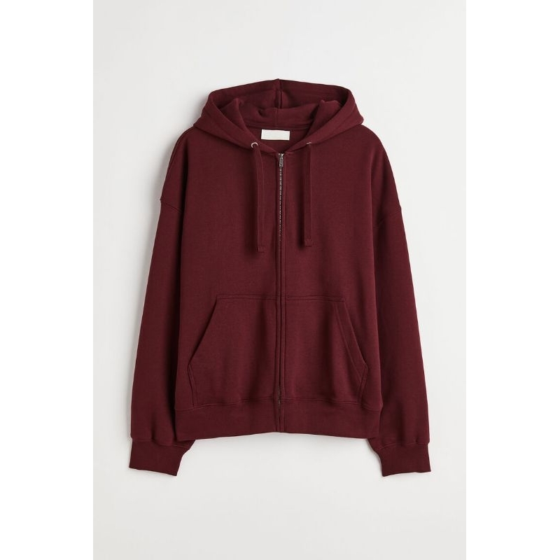 Zipper hoodie H&M basic maroon ful tag free trashbag hnm