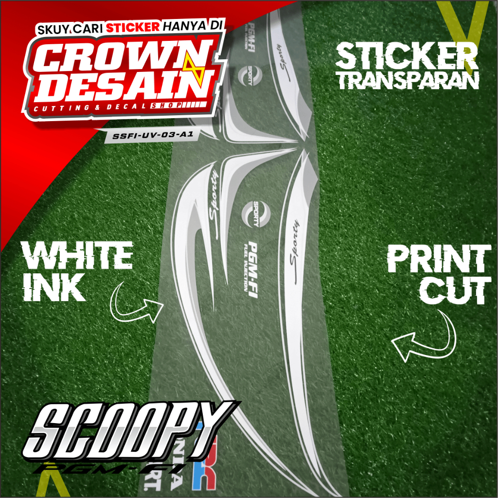 STRIPING TRANSPARAN SCOOPY FI 2013 2014 2015 - STIKER ORIGINAL SCOOPY FI SPORTY TRANSPARAN UV SSFI-U