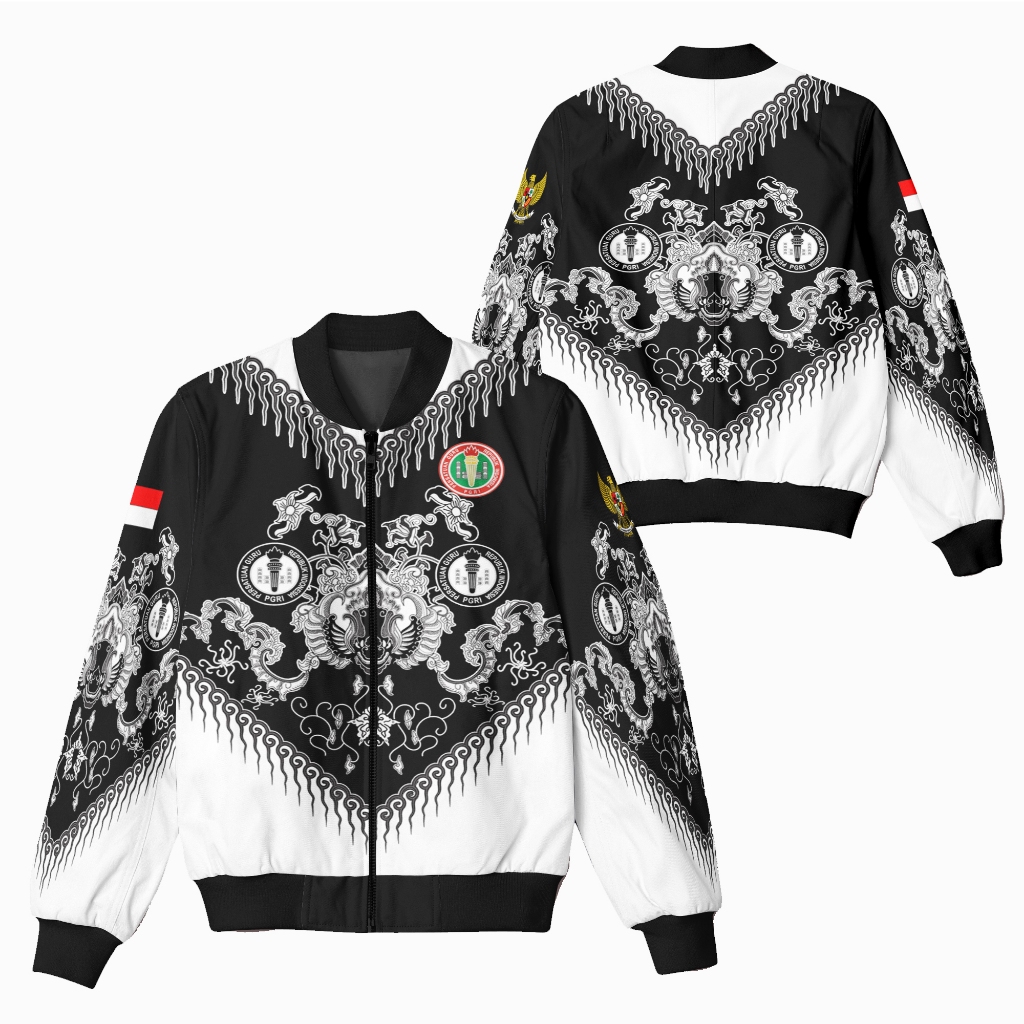 Jaket Bomber Unisex Batik PGRI / Bomber Jersey Motif Batik / Bomber Fullprint