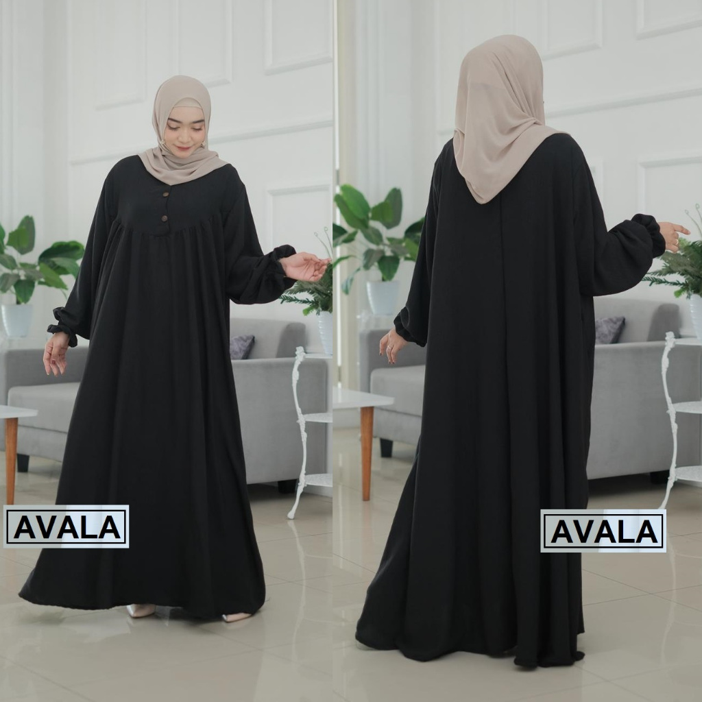 Gamis jumbo ld 140 HITAM - Baju Pesta Luar Biasa Cantiknya - CRINKEL CEY polos