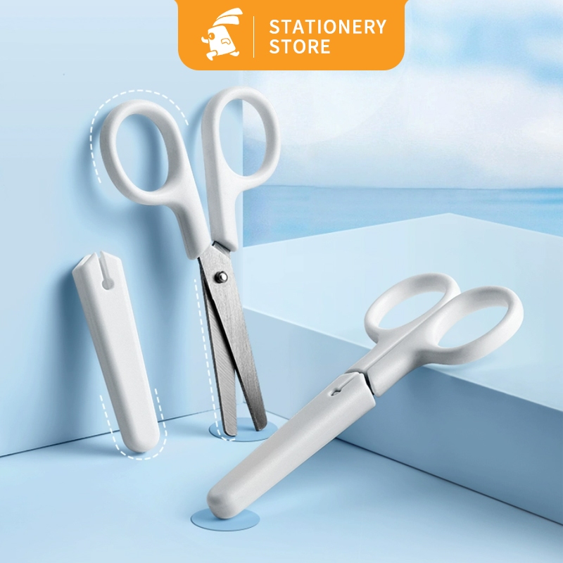 

Putih scissors/Gunting Putih Aesthetic White/Mini Guting Lucu dengan Penutup-Rabbit Stationery