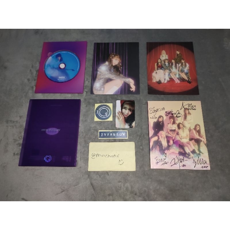 SIGNED ALBUM ARRIVAL OF EVERGLOW BY ALL MEMBER WITH ONDA SET IDOL SCHOOL JO SERIM BTS SEVENTEEN FROM