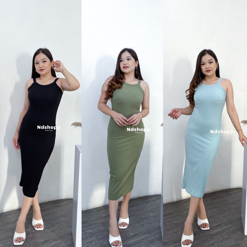 DRESS BODYCONE VIONA DRESS RIB PREMIUM TANKTOP DRESS WANITA KOREA DRESS PRESS BODY SMALL JUMBO