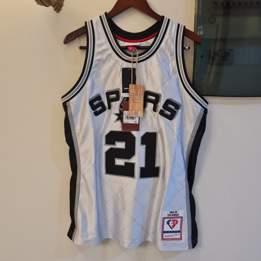 Jersey Mitchell & Ness NBA San Antonio Spurs Platinum Original 100%