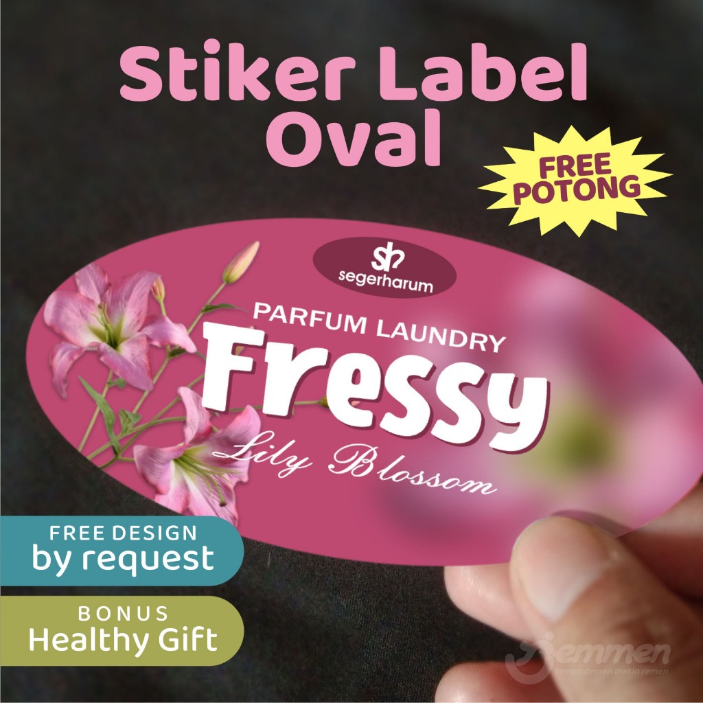 Stiker Label Kemasan Model Oval Botol Produk Makanan Minuman