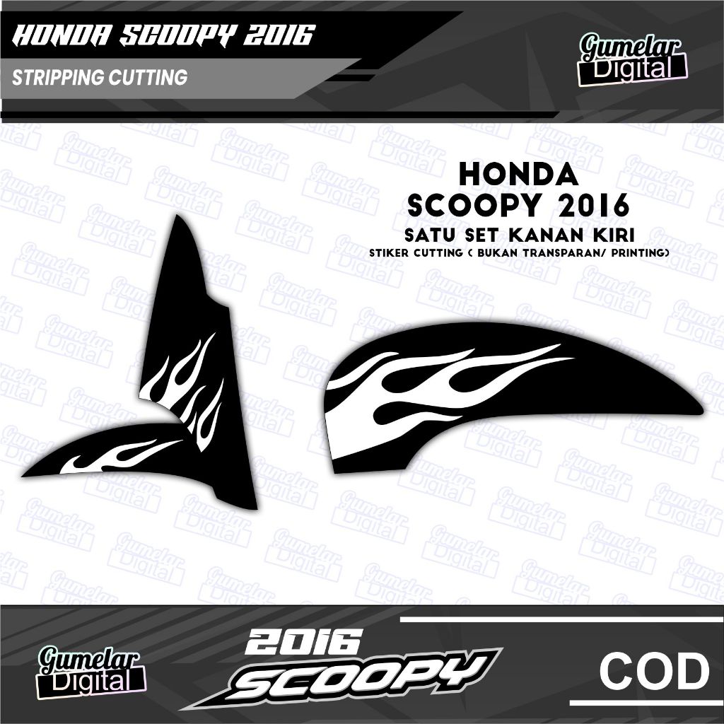 CUTTING STIKER STRIPING HONDA SCOOPY 2016 DESIGN API HOT WHEELS
