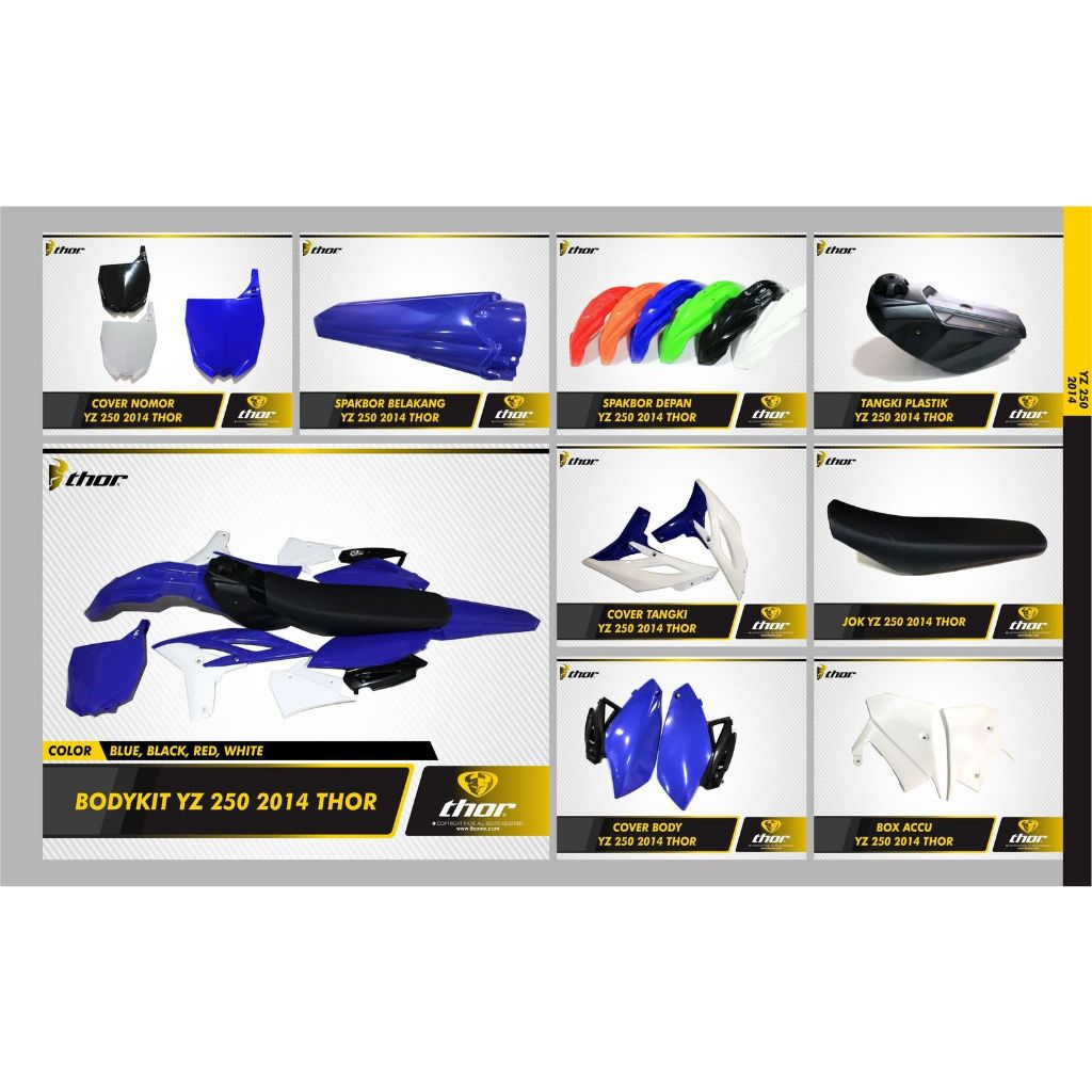 Body Set YZ 250 2012 2014 Trail Full Set Plastik Thor