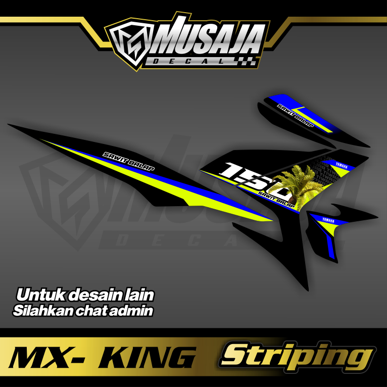 Decal Striping mx king hitam hijau biru kelapa sawit - dekal transparan uv mx king