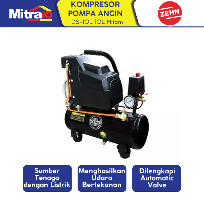 Zehn Kompresor Pompa Angin DS-10L 10 Liter Hitam