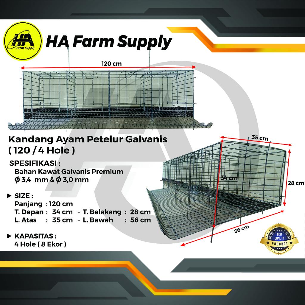Kandang Ayam Petelur galvanis 120/4H PREMIUM GRADE A