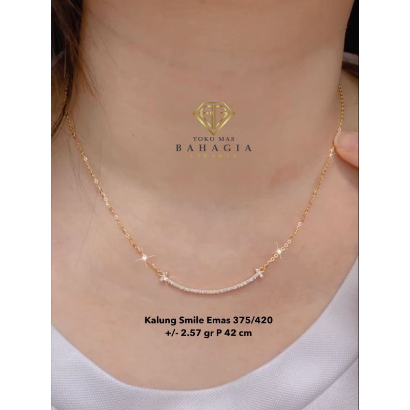 Kalung Model Smile Emas 375 / 420 Kadar 8K/9K