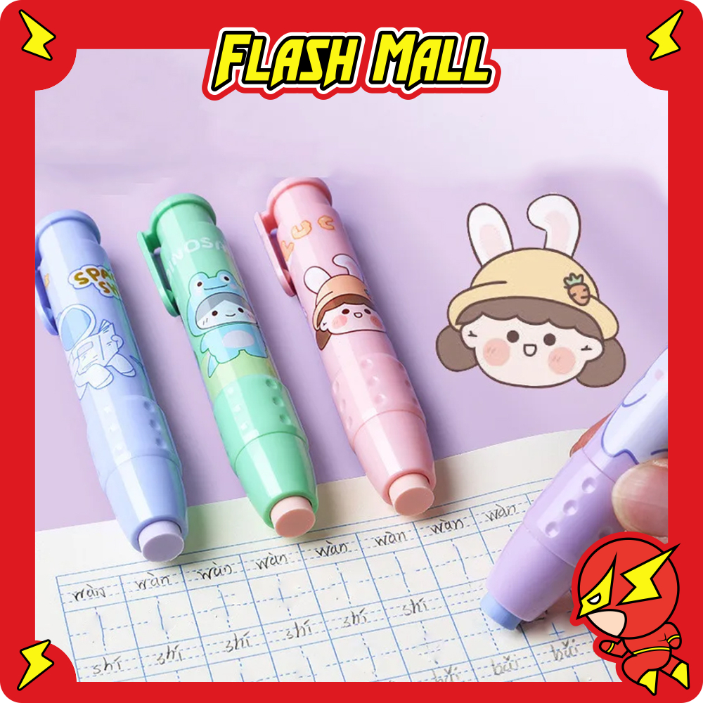 

FLASHmall Mechanic eraser set Penghapus mekanik Kartun Sliding eraser dengan 2pc refill S100
