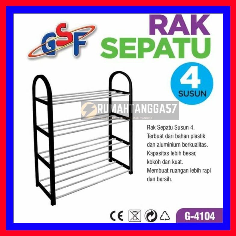RAK SEPATU GSF G-4104 / RAK SEPATU 4 SUSUN GSF 4104 / RAK TEMPAT SEPATU SUSUN 4 TINGKAT BAHAN PLASTI
