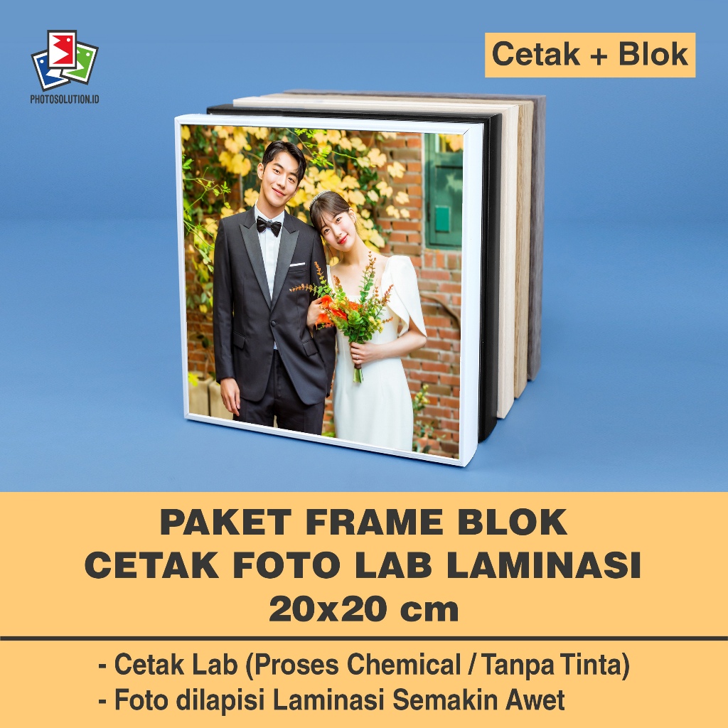 Paket Cetak 20x20 Laminasi Frame Foto Blok