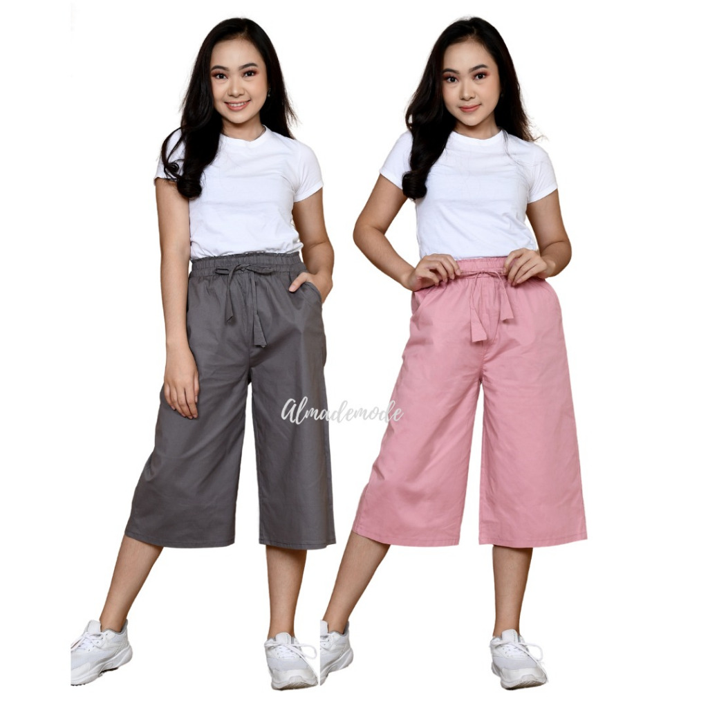 Celana Kulot Pendek Wanita Polos Celana Pendek 7/8 Katun Stretch
