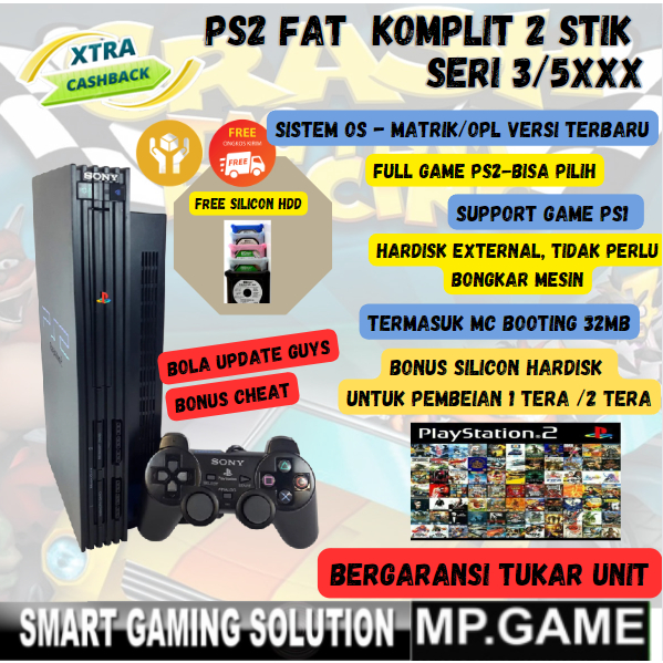 Playstation 2 PS2 Sony Fat 2Tera 1Tera 500GB 320GB 250GB Garansi Tukar Unit komplit Siap Main