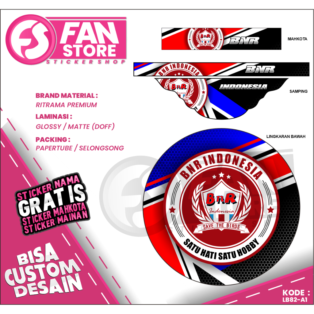 DECAL STIKER TEBOK LOVE BIRD MOTIF BNR INDONESIA TERBARU - STIKER SANGKAR LOVEBIRD UNIVERSAL - LB