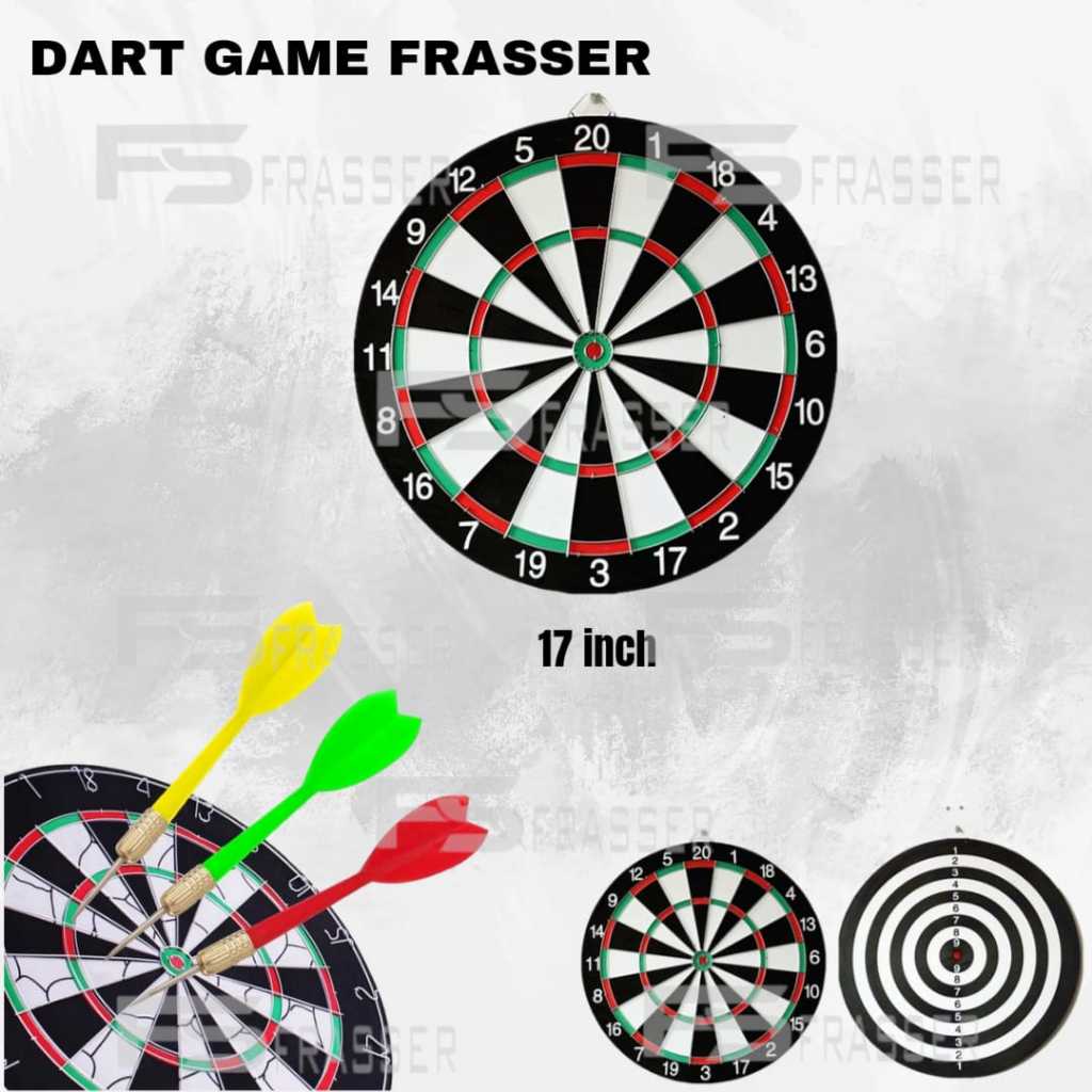 Frasser Dart Game 17 inc Papan Dart Panahan Dinding Board Busur Lemparan