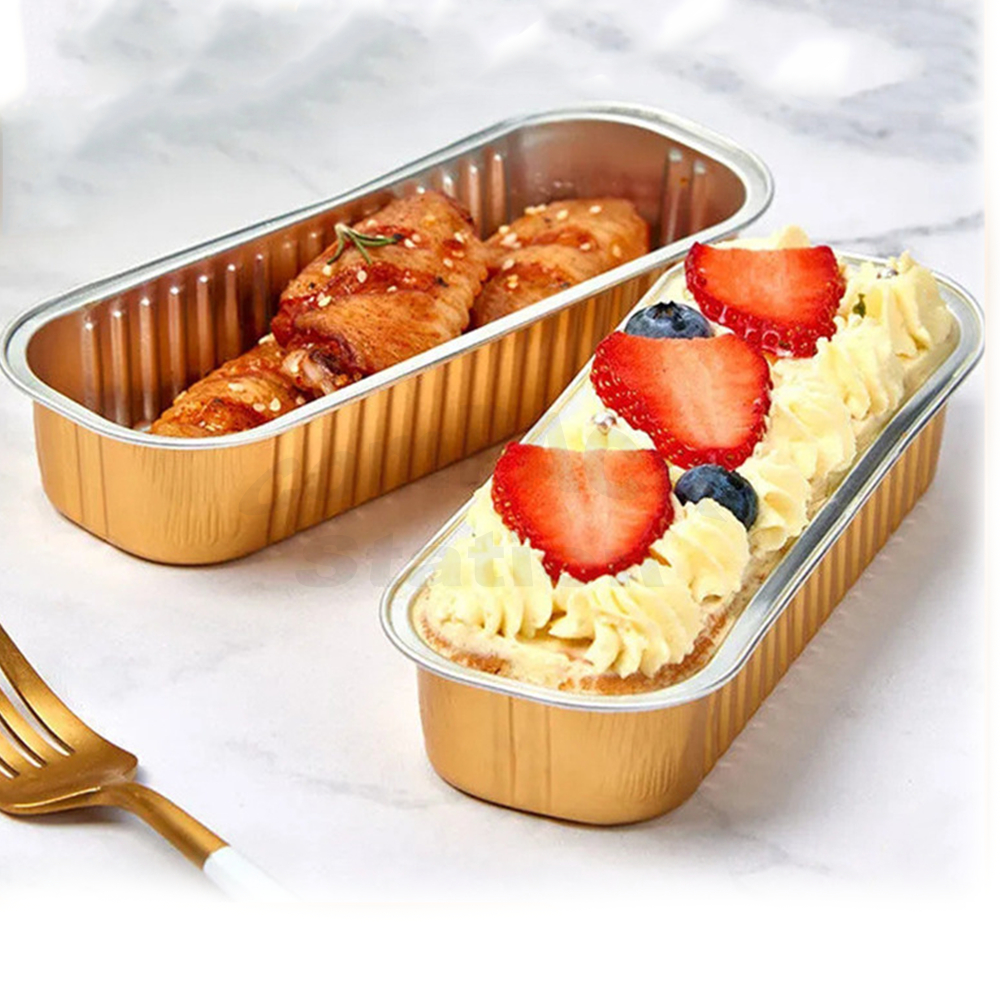 Tray Alumunium Foil Persegi Panjang Tutup Mika 200ml isi 10 pcs