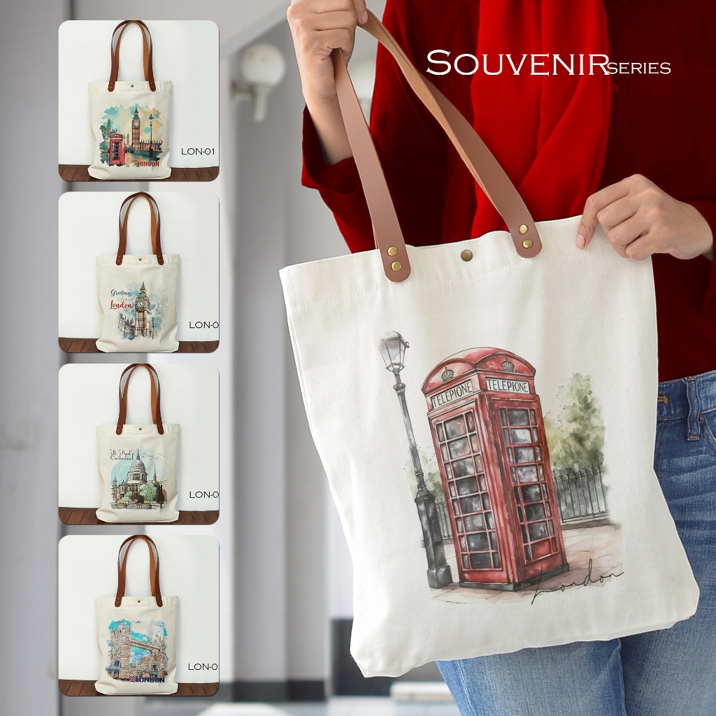 Tote Bag oleh oleh Inggris Tas Canvas Souvenir London