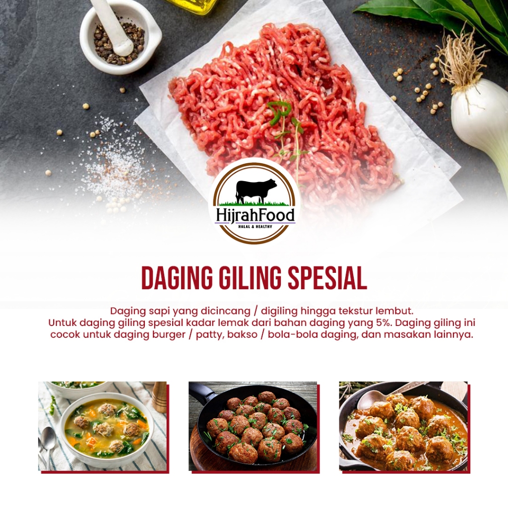 

BAH Hijrahfood Daging Giling Sapi Minced Ground Beef - SPECIAL / LESS FAT - gr