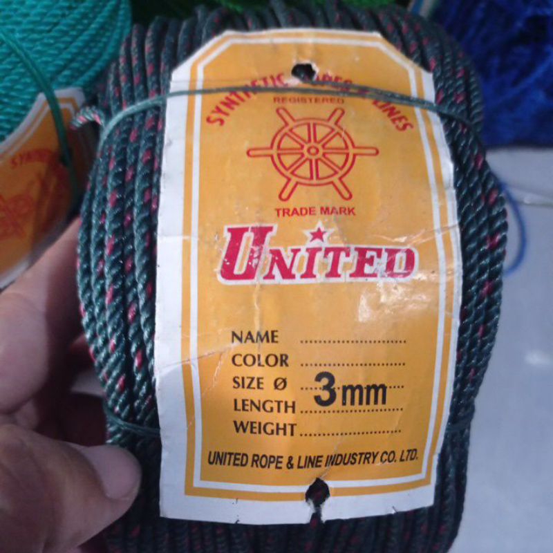 Tali tambang 3 mm UNITED 200 M tali tampar tali jaring ikan