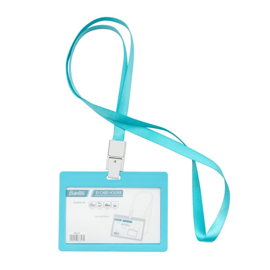 

Bantex ID Card Holder Larnyard 90x54mm Landscape Sky Blue