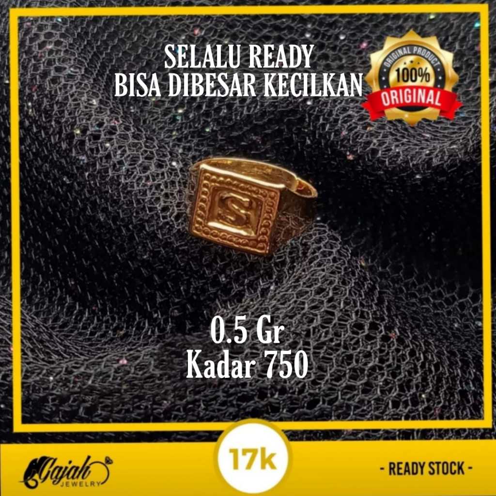 Cincin Anak Emas 17K - Toko Emas Gajah Online Stempel Huruf 0.5 Gr - Gjh 1