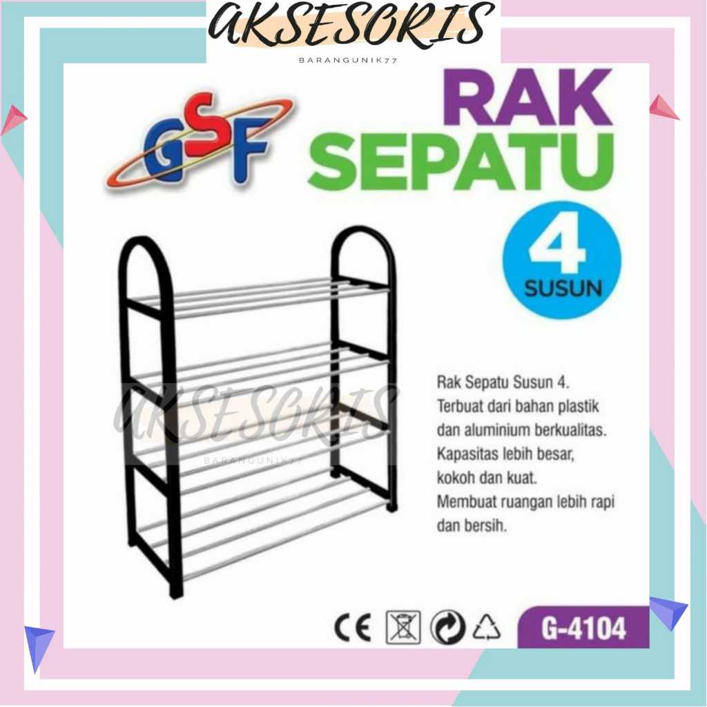 RAK SEPATU GSF G-4104 / RAK SEPATU 4 SUSUN GSF 4104 / RAK TEMPAT SEPATU SUSUN 4 TINGKAT BAHAN PLASTI