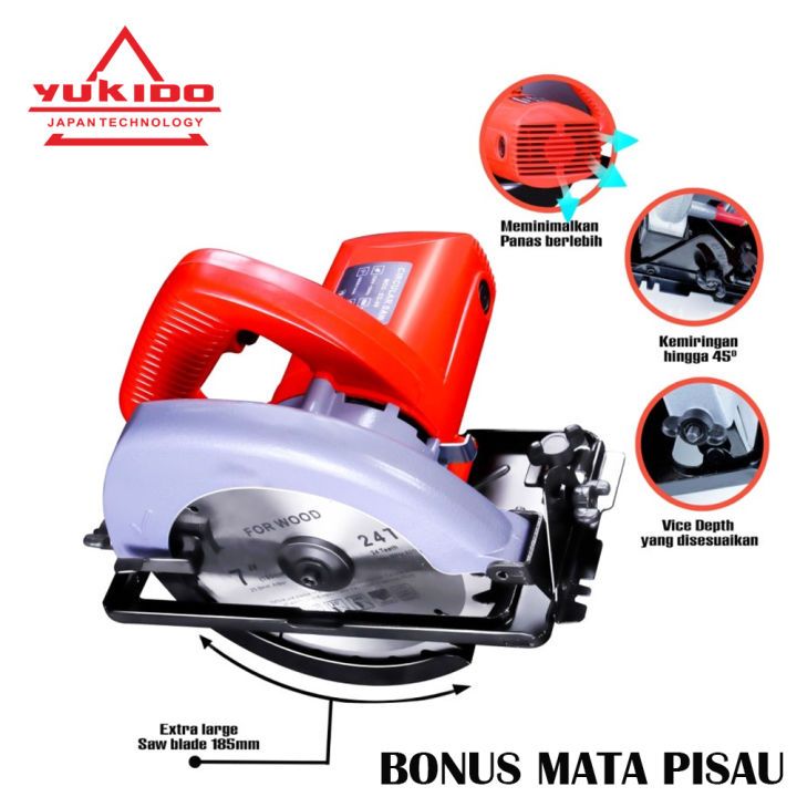 BISA COD  CIRCULAR SAW CIRCLE SAW GERGAJI KAYU LISTRIK 7 INCH YUKIDO SEPERTI YUKIDO Circular Saw mes