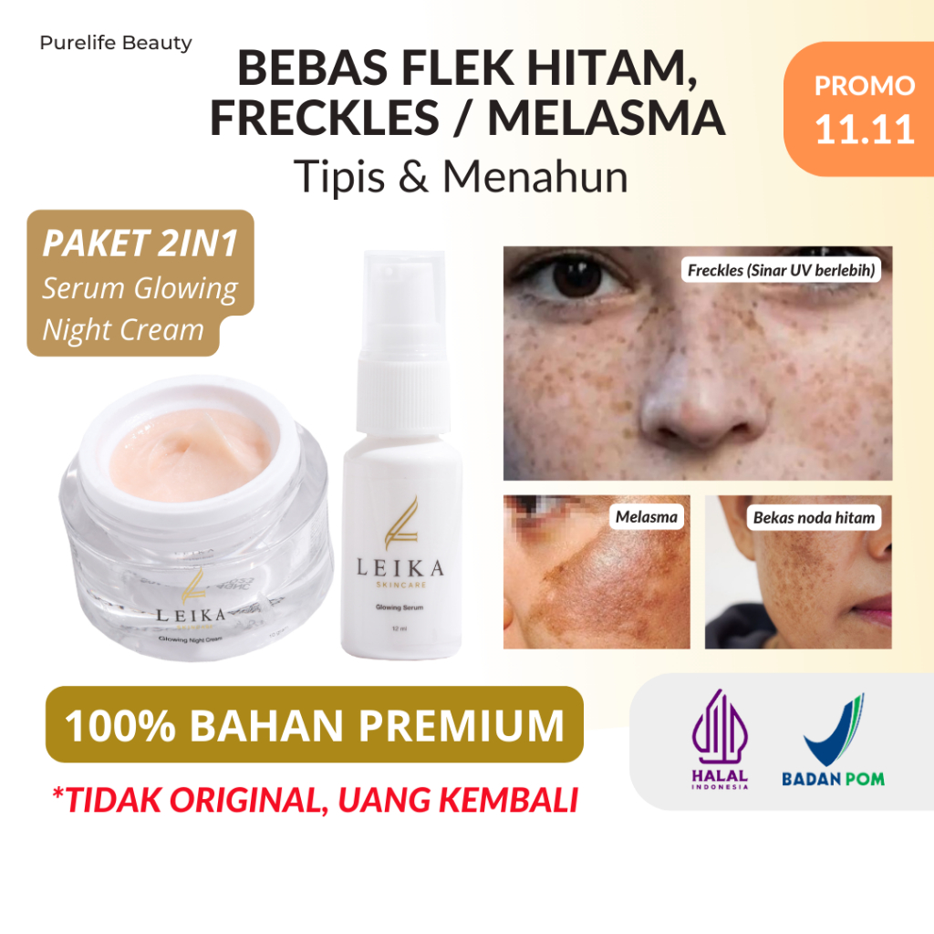 AMPUH Paket Leika Skincare 2 In 1 Flek Hitam Freckles Melasma - Ampuh Skincare Obat Flek Hitam BPOM