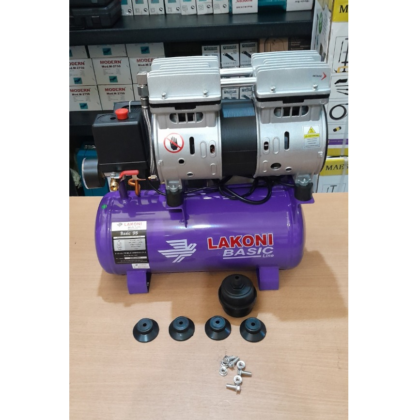 LAKONI BASIC 9S / BASIC 25S Mesin Kompresor Oil-Less 0.75HP 9-25Ltr (Tanpa Oli Anti Bising)