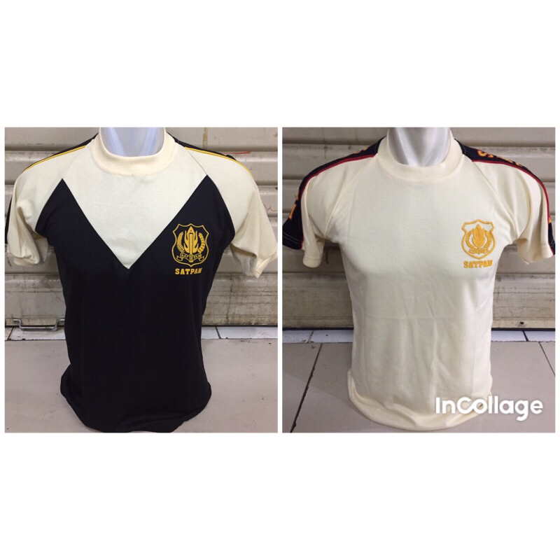 kaos satpam krem kombinasi lengan pendek/kaos satpam krem kombinasi lengan pendek/kaos satpam krem