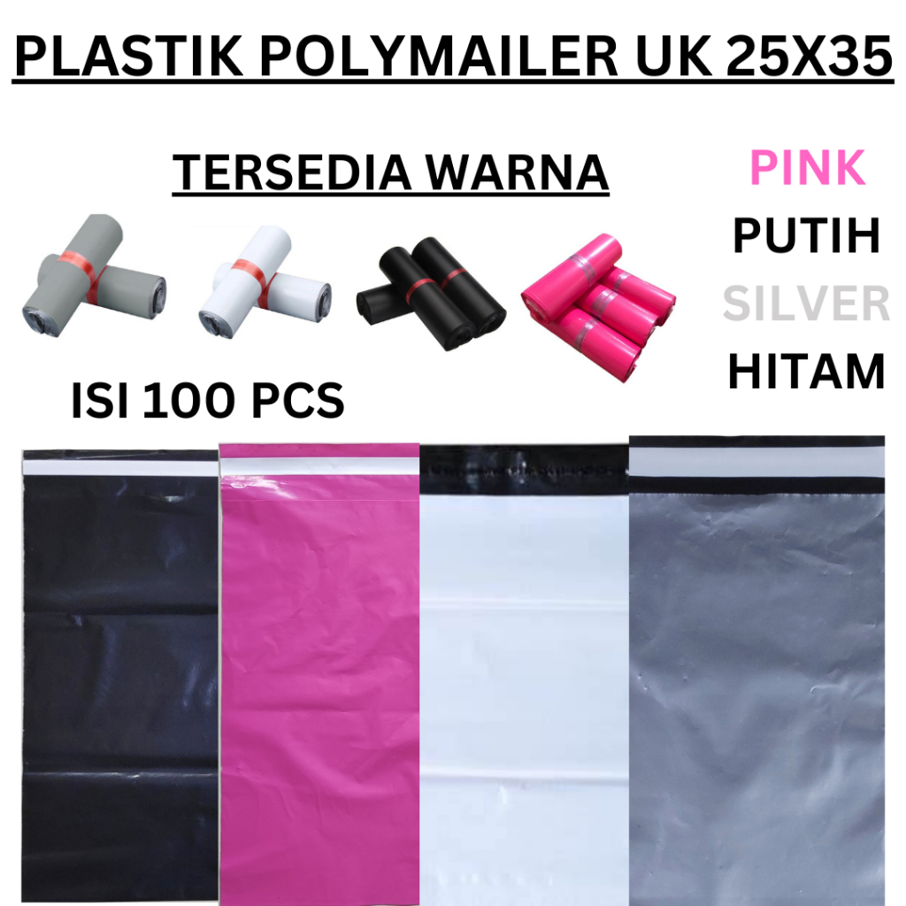 

Plastik Polymailer Hitam Uk 25x35 (100Pcs), Plastik Packing Hitam Lem , Kantong Plastik Hitam Lem