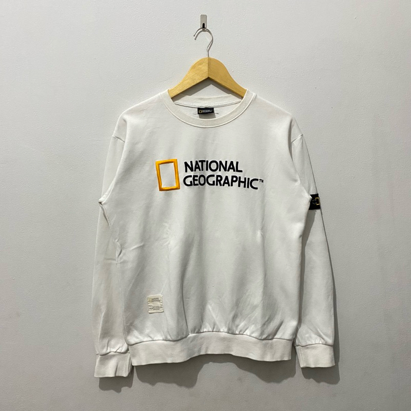 CREWNECK NATIONAL GEOGRAPHIC BIGLOGO BORDIR + PATCH SAMPING SECOND ORIGINAL