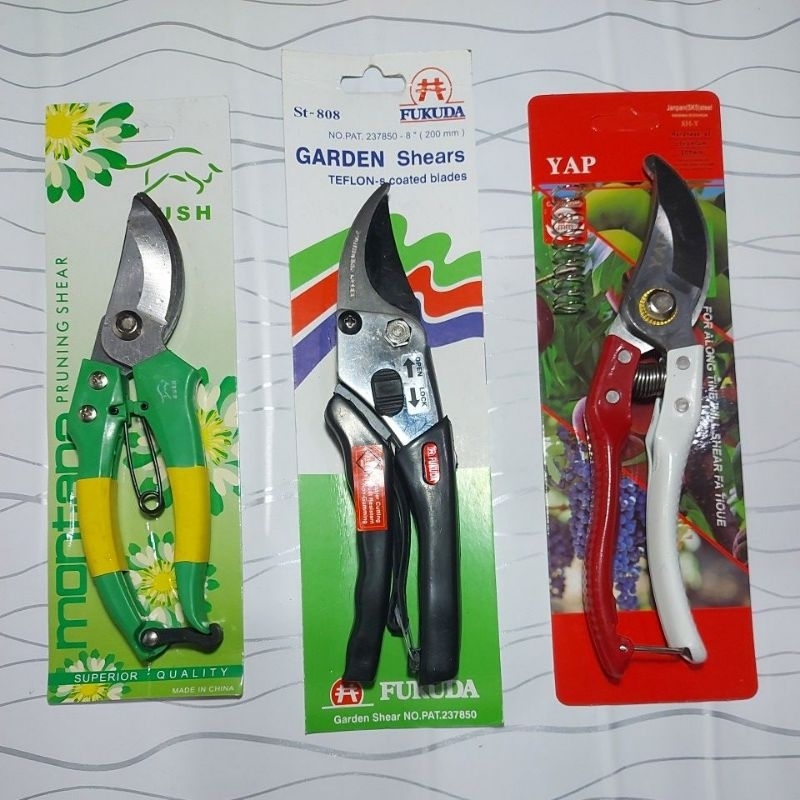 Gunting bunga buah ranting dahan tanaman tumbuhan pruning tajam bonsai stek. merek fukuda, rush, yap