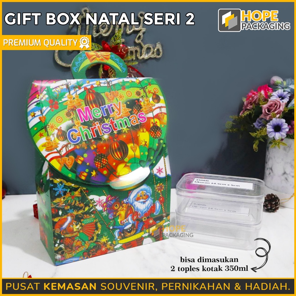 

Gift Box Natal / Box Bingkisan Tahun Baru / Goodie Bag Box Hampers dengan Handle Christmas