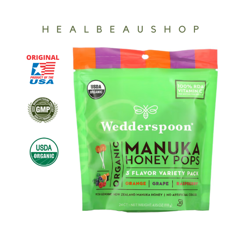 

Wedderspoon Permen Lolipop Madu Manuka Organik 3 Rasa Original USA