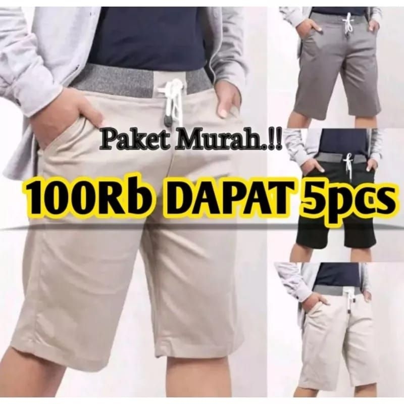 PAKET HEMAT CELANA PENDEK CHINOS 100 RB DAPAT 5 PCS