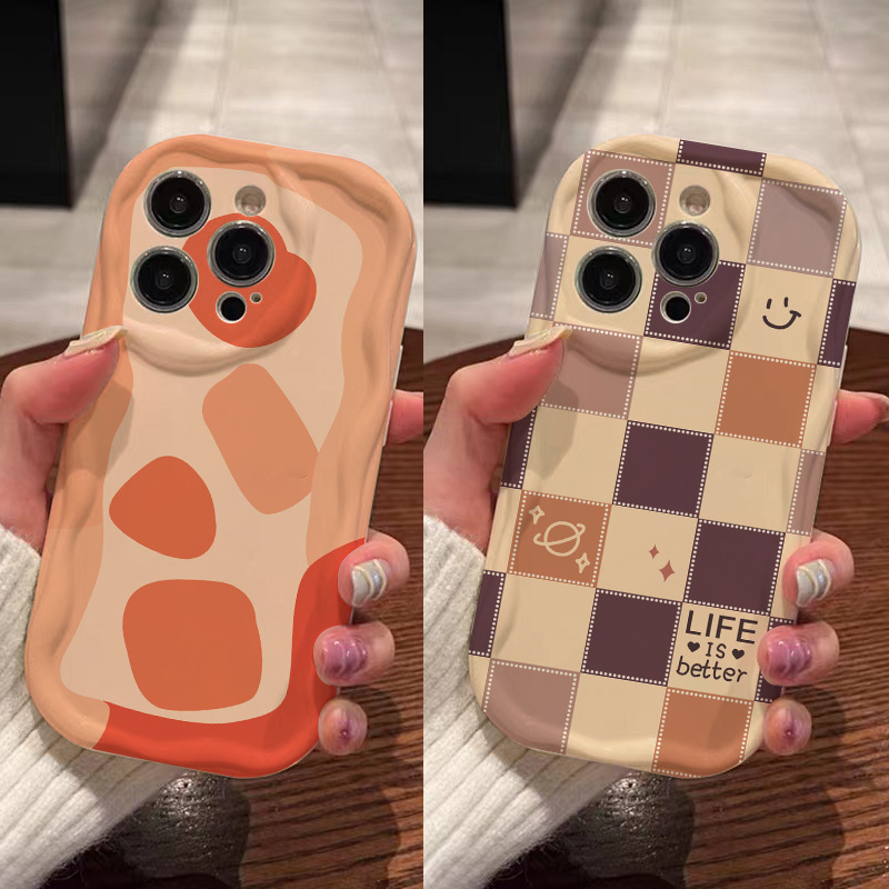 Case Curly Vivo y12 y15 Y17 y12s y20 y20s Y30 Y50 Y30i y21 Y21s y33s y35 Softacase Motif Kotak Ungu 