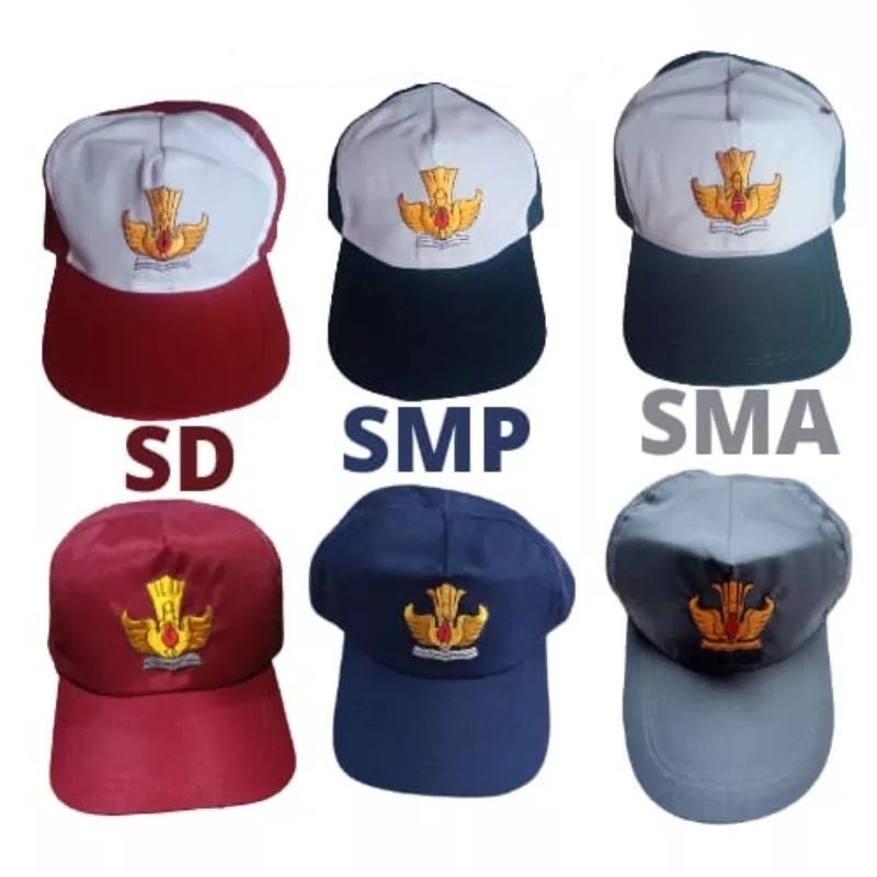 Topi SD SMP SMA SMK PRAMUKA SIAGA PRIA WANITA Bordir Topi Siaga Pramuka Lis Kuningan Topi Pramuka Si